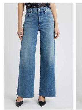 FRAME Le Slim Palazzo Raw Hem High Waist Wide Leg Jeans Womens